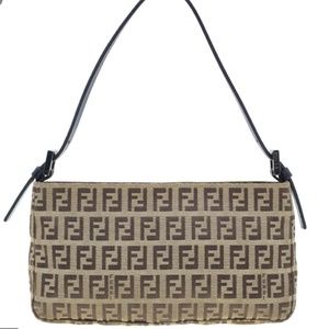 FENDI Zucchino Canvas Shoulder Bag
